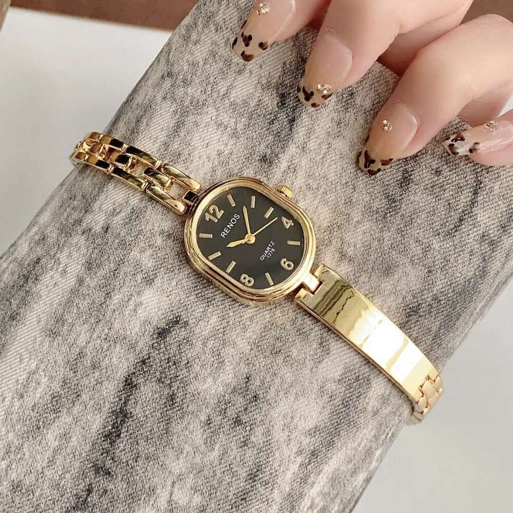 With Box Vintage Design Dainty Women's Half Bracelet Retro gold Quartz Watch Small Dial Ladies' Wristwatch Free gift
