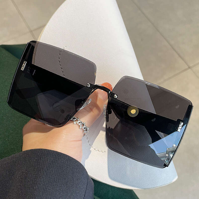 highend square rimless edged womens sunglasses internet celebrity personality fashion glasses for women