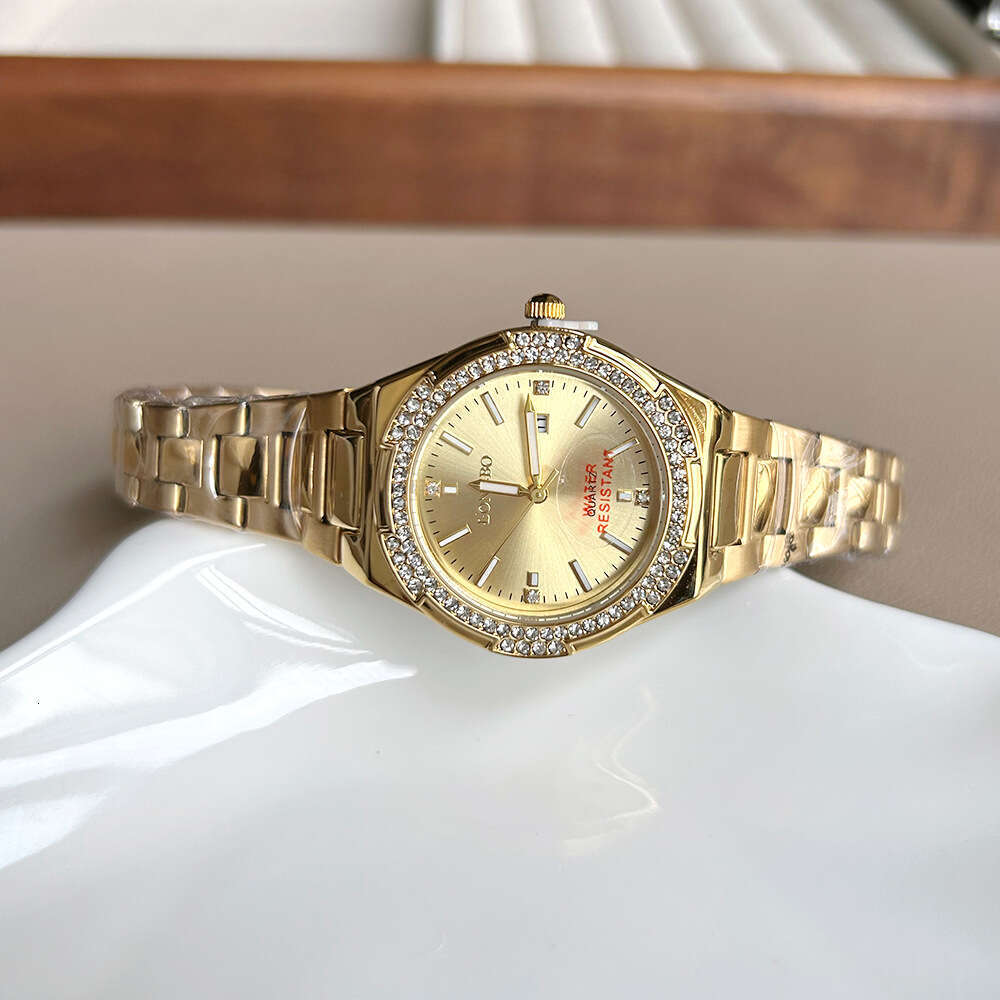 With Box Dainty Design two tone watches Gold Watch for Women Steel Band Ladies Quartz Wristwatch Free gift