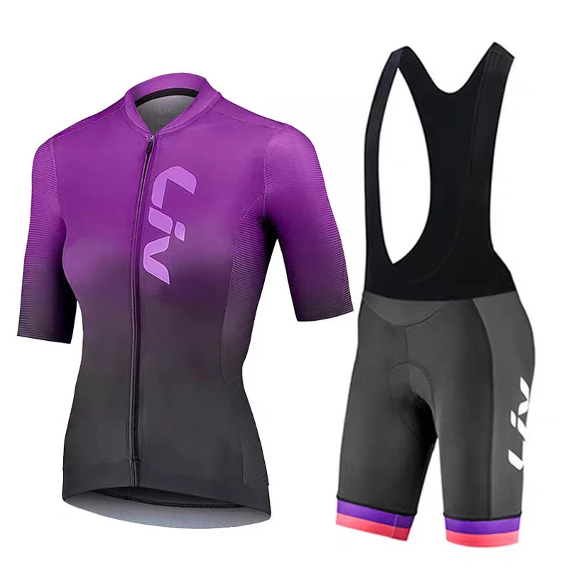 LIV Womens cycling clothes summer road cycling jerseys cycling bibs breathable quick drying clothes cycling shirts 260121