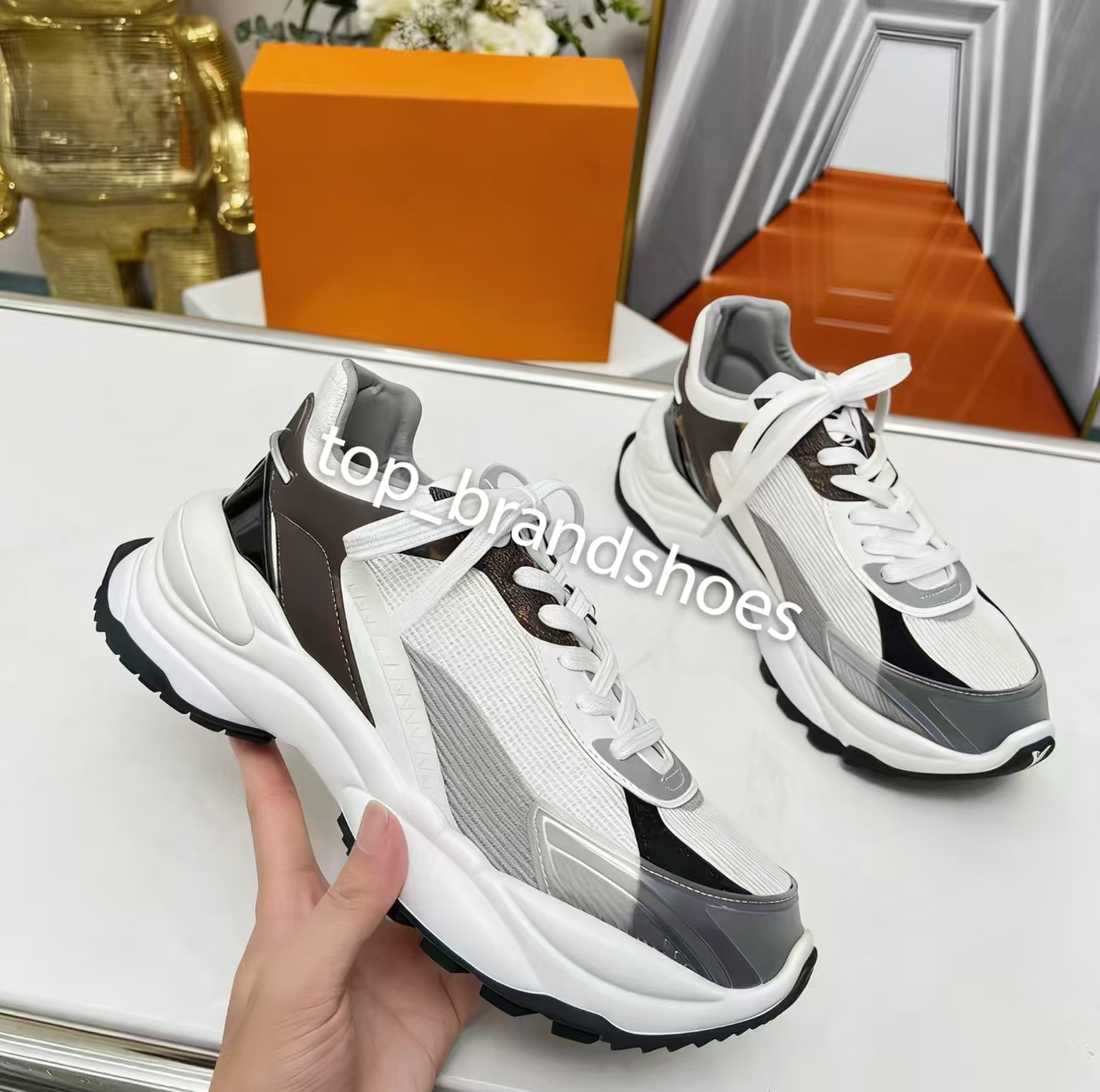 Running Shoes Designer Women Trainer Rubber Shoe Run Sports Shoes Fabric Print Lace Up Sneakers size 35 to 41