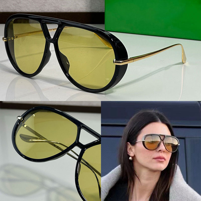 Classic Men Womens Pilot Sunglass 1273 Luxury Metal Temples Yellow Nylon Lens Glasses Womens Beach Sunglasses UV400 Protection Top Quality