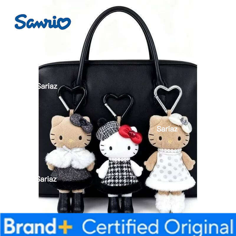 Sanrio NEW Cute Long-legged dark skin lady Plush toy Keychains Winter Wrap Kitty cat Small Pendant Anime Plushie Doll Gift H260105