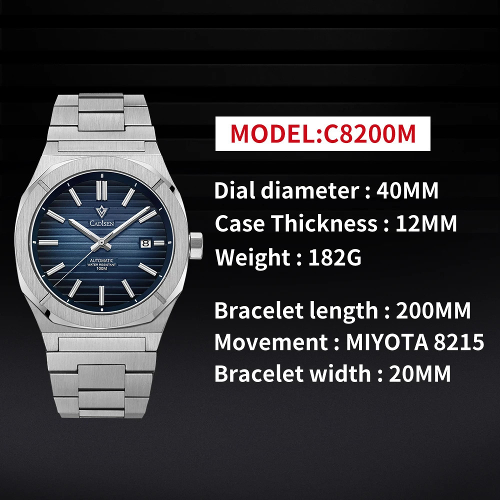 CADISEN Diver Watch Sapphire MIYOTA 8215 German Men Automatic Mechanical Watches Waterproof Luminous Wristwatch 260114