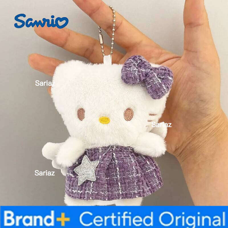 Sanrio Angel Kitty Keychain Skirt White Wings Set Plush Doll DIY Backpack Shoulder Bag Decoration Pendant Accessories Gift H260105