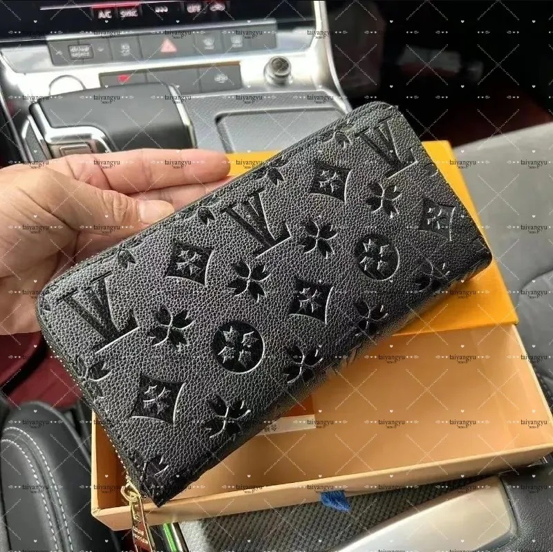 Designers Fashion Black empreinte women clutch lady ladies long wallet pu leather single zipper wallets classical coin purse card holder 60017 purse wallet With Box