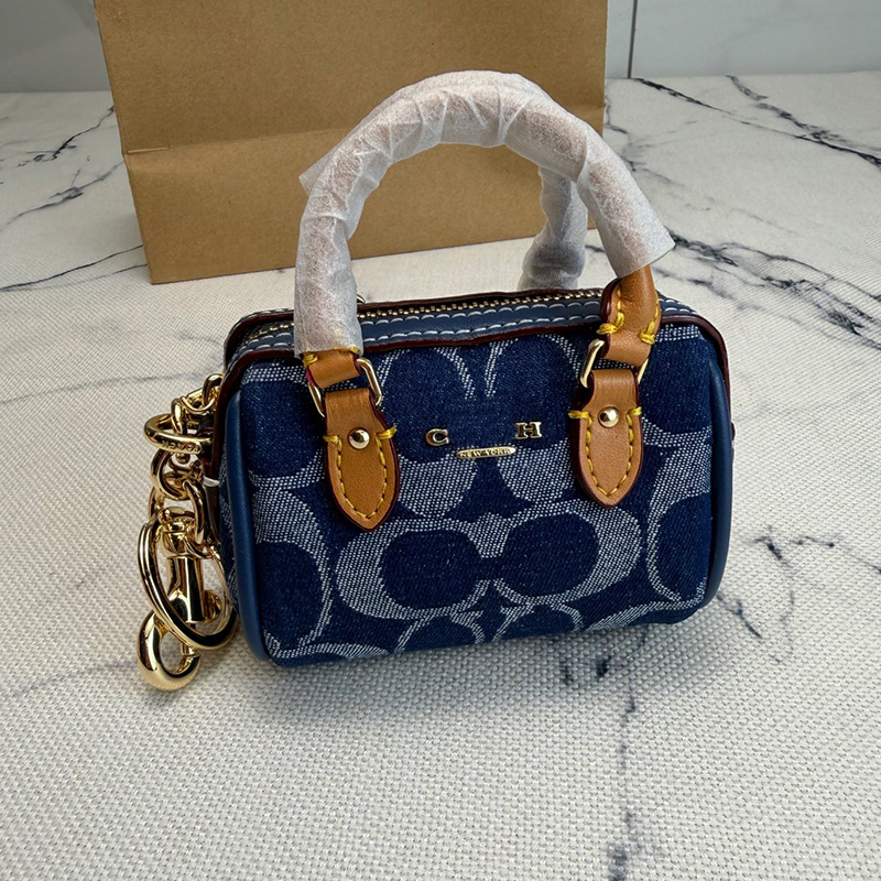 denim Mini Rowan Designer Key Chain Pillow Micro Bag Charm Co ch Keychain Handmade Denim Leather Keychains Man Woman Mini Wallet Bags Pendant Coins Purse 2026
