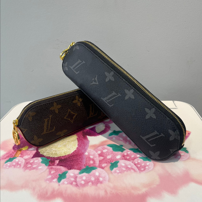 Luxury Genuine Leather Brown Old Flower Jewelry Storage Boxes LVs Leather Zipper bag Designer Pen Bags Lipstick Eyebrow Pencil Bag Children's pencil case