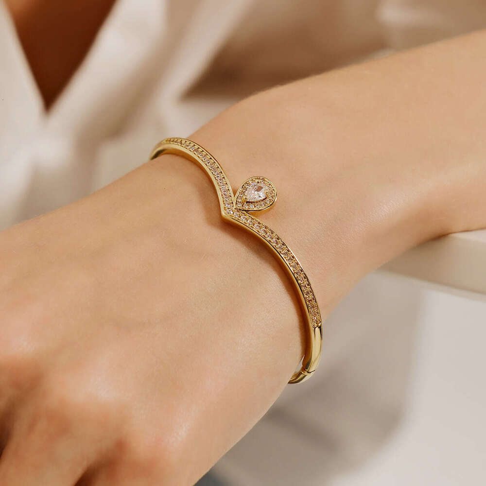 European and American Niche Jewelry High-End Luxury Zircon Wedding Evening Party Accessories Diamond-Studded Open Cuff Bracelet