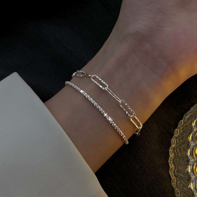 Bracelets for Women Gold Bracelet Set Niche High End Sparkling Simple Ins Style Two Piece Jewelry