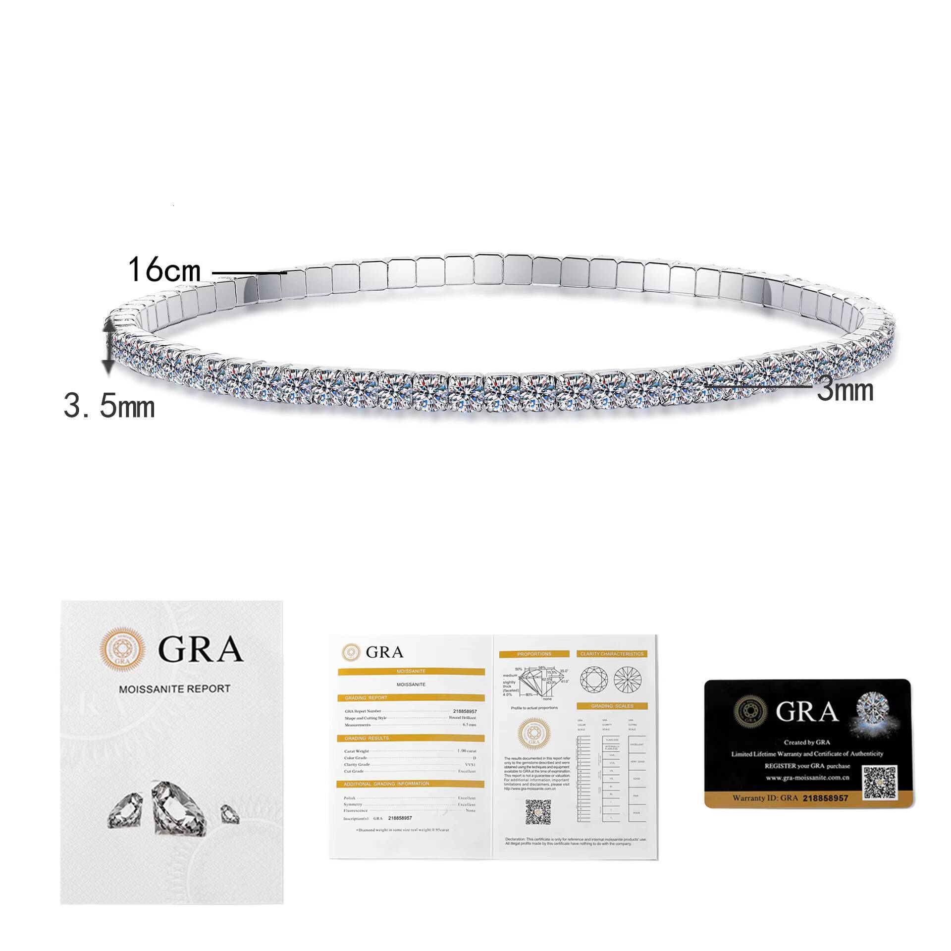 Lixin S925 Silver Rhodium Plated Moissanite Tennis Handchain Trendy Simple Starry Sky Fine Chain Link Bracelet Elastic Womens