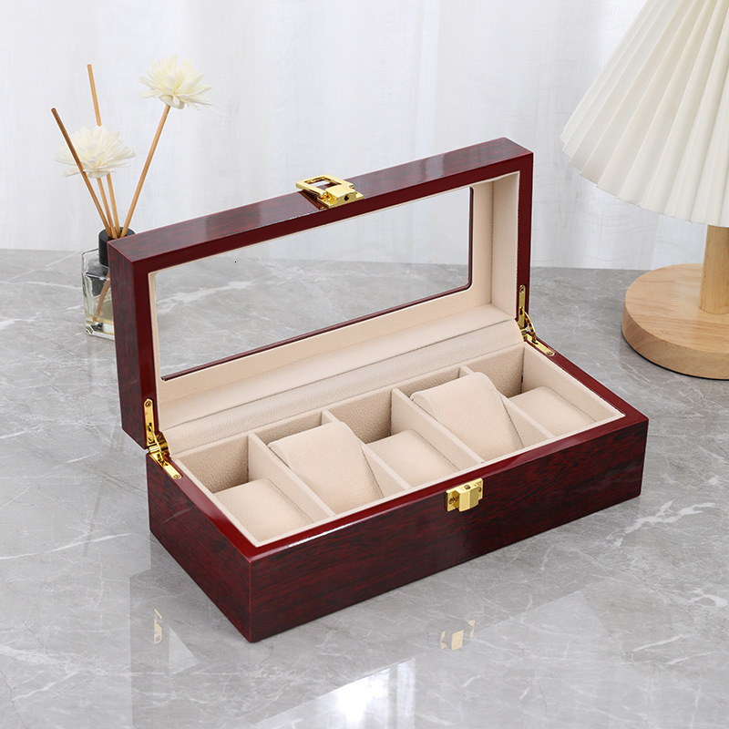 Storage Display Case Automatic Rotation Leather Wood Watch Winder with Pillow Box Black/Brown 250221
