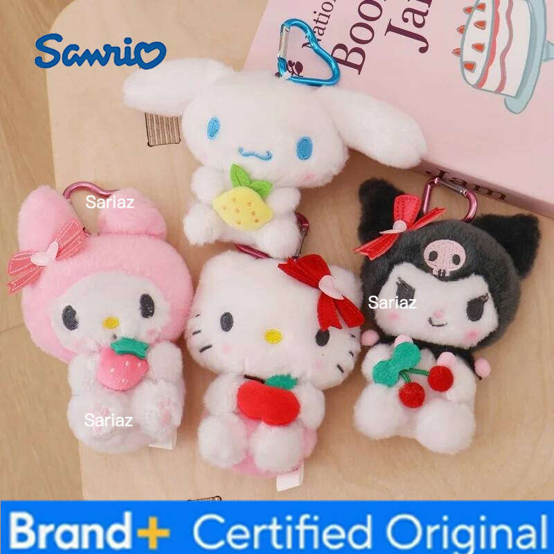 Sanrio 12cm Genuin My Melody Kuromi Cinnamoroll Kt Cat Plush Toy Anime Stuffed Animals Keychains Small Pendant Backpack Hangings H260105