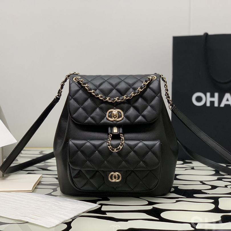 Backpack Designer Backpack Designer Bag Duma 23C Diamond-Quilted Gold Buckle Flip-Cover Vintage Leather Fashion Bag Classic Black Women's Luxury Bag School Bag New