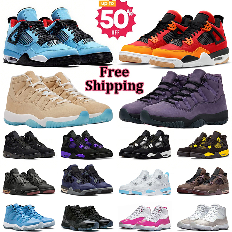 High Top Mens Basketball Shoes 4s and 11s designer shoes for men women blue red purple black white yellow navy mocha jump mans 4 11 og sneakers outdoor trainers dhgate