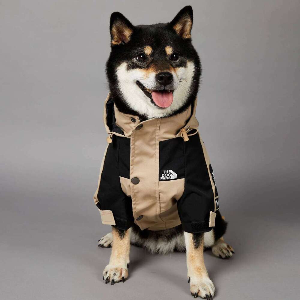 Cute Waterproof Raincoat Jackets Luxury Designer Khaki Color Pet Clothing S-4XL Large Jacket Puppy Windbreaker Dog Coats