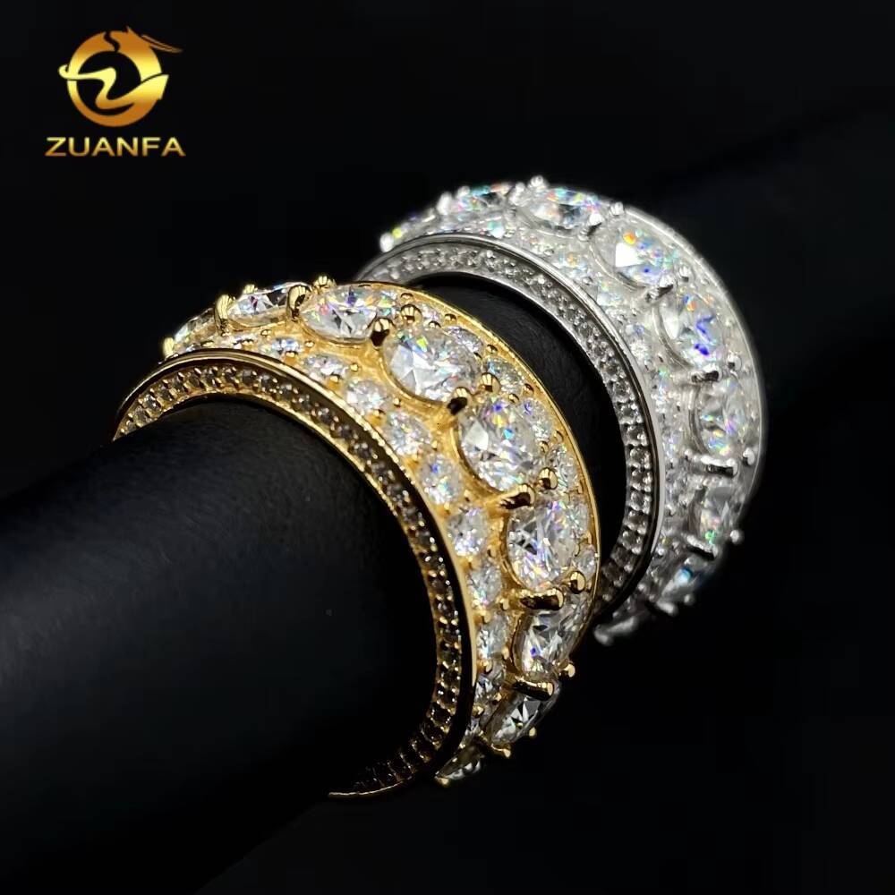 Pass Diamond Tester Drop Shipping Fine Jewelry Iced Out Men Eternity Ring Real 925 Sterling Silver Hip Hop Moissanite Ring