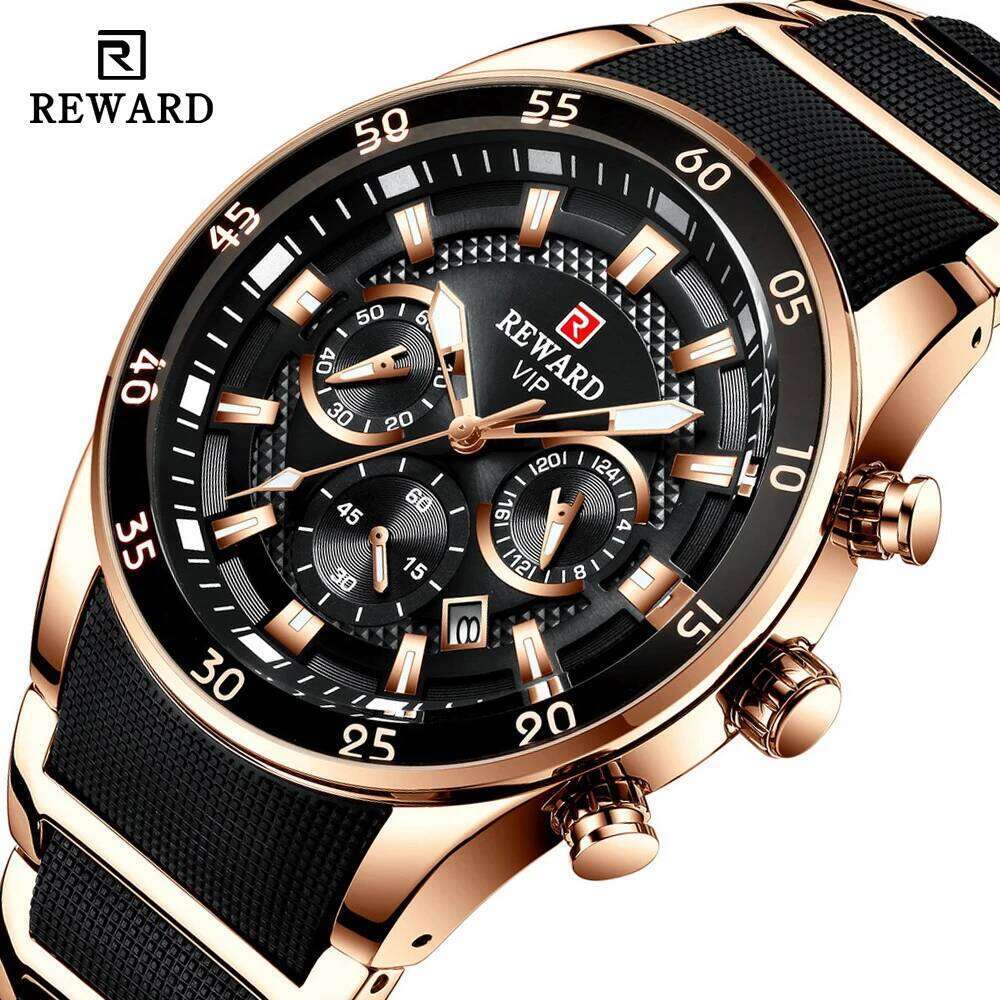 REWARD 81011M Sports Silicone Quartz Men's Waterproof Calendar Chronograph Luminous Watch Men Relogios Masculino 26H0122