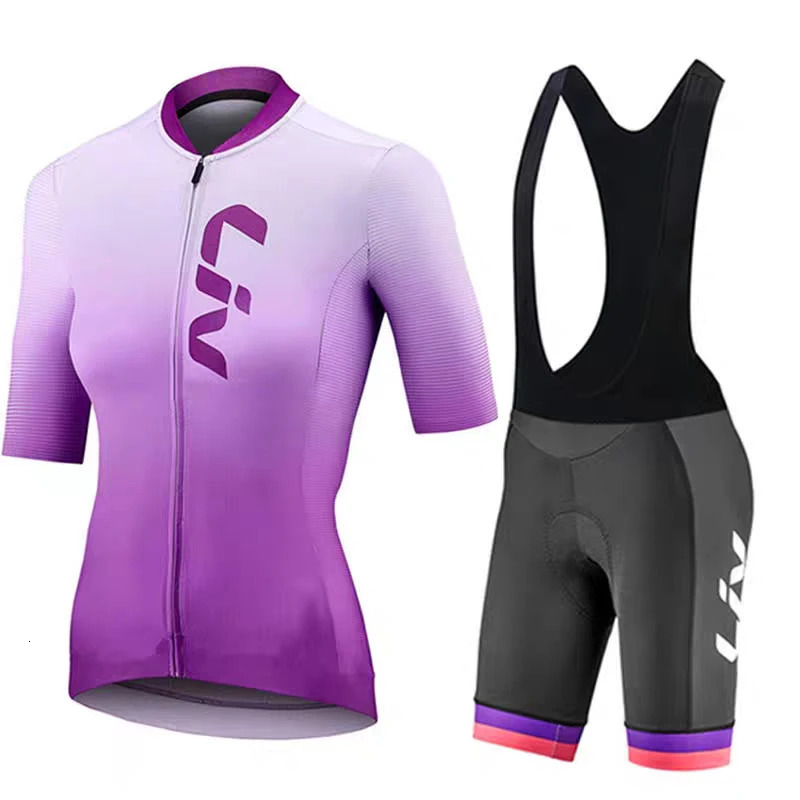 LIV Womens cycling clothes summer road cycling jerseys cycling bibs breathable quick drying clothes cycling shirts 260121