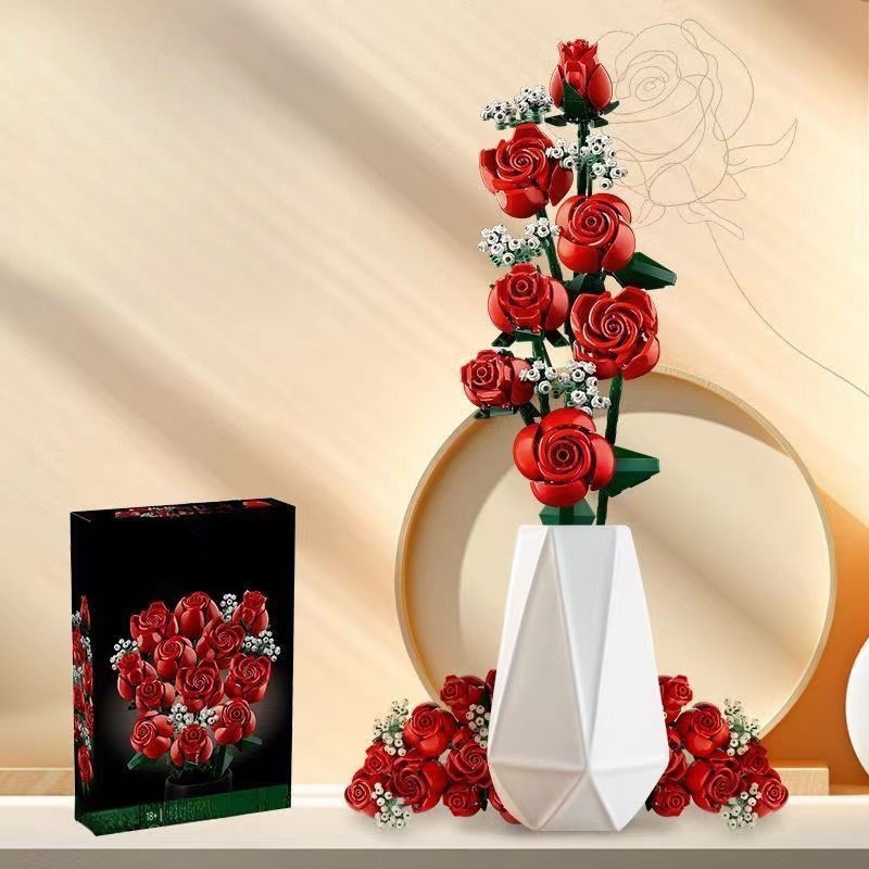80822 Eternal Starry Sky Rose Bouquet Girl Qixi Festival Valentine'S Gift Small Particle Building Block Toy 2026s hot
