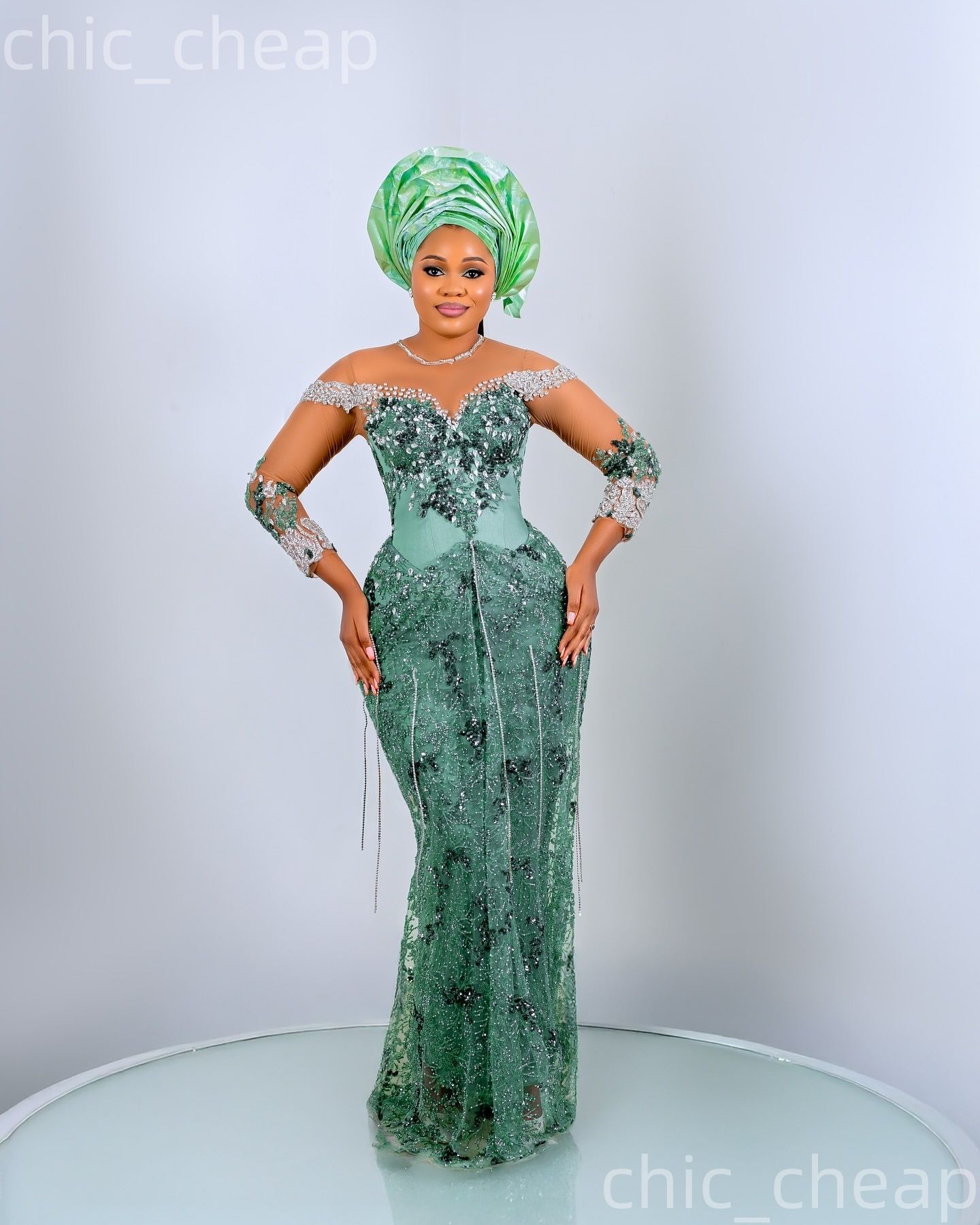 Aso Ebi 2026 Nigerian Sage Sheath Prom Dresses Crystals Appliques Sequined Evening Formal Party Second Birthday Engagement Gowns Dress For Special Occ