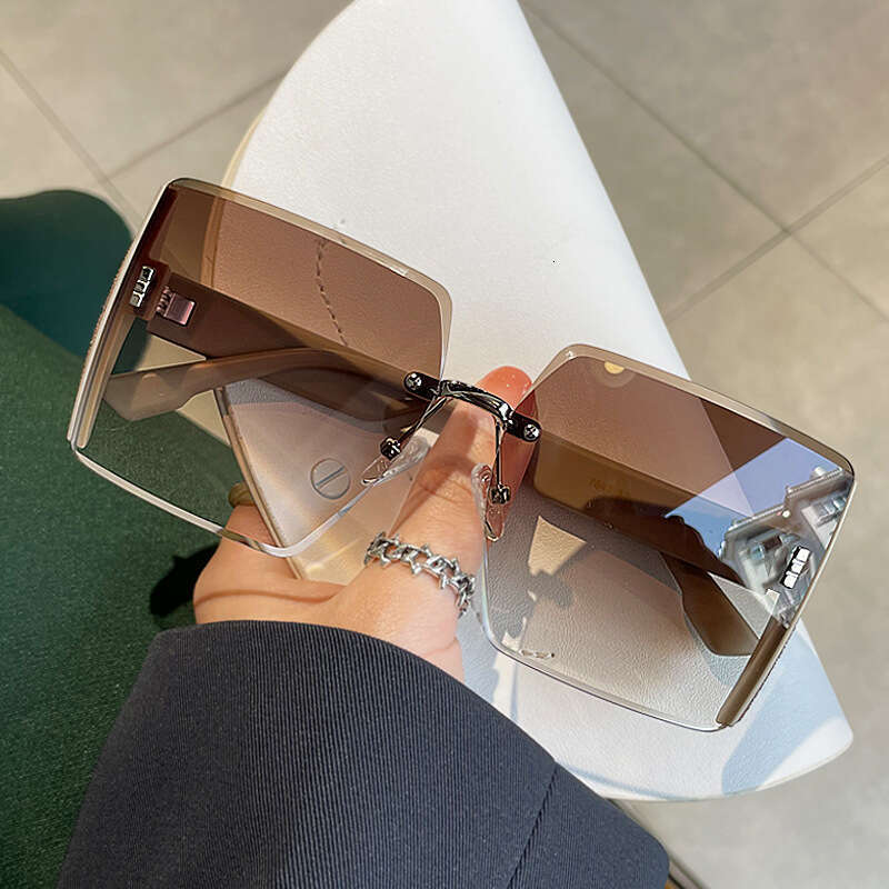 highend square rimless edged womens sunglasses internet celebrity personality fashion glasses for women