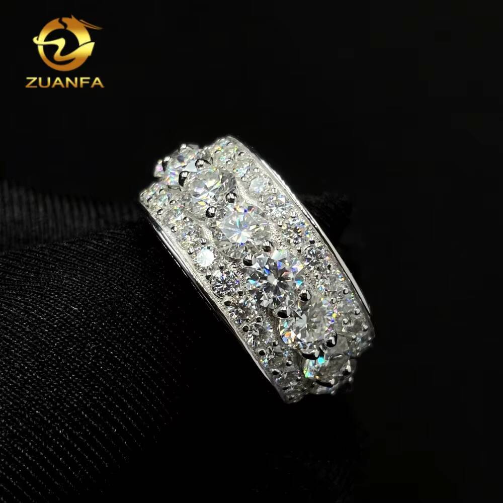 Pass Diamond Tester Drop Shipping Fine Jewelry Iced Out Men Eternity Ring Real 925 Sterling Silver Hip Hop Moissanite Ring
