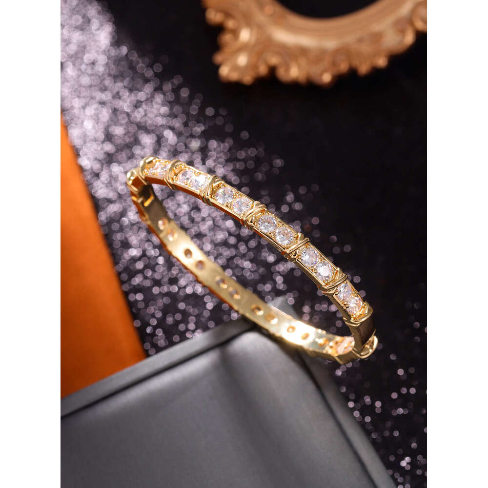 European and American Designer jewerly Starry Sky High-End Simple Fashion Row Diamond Full Zircon Classic X Women's Bracelet Direct from Manufact