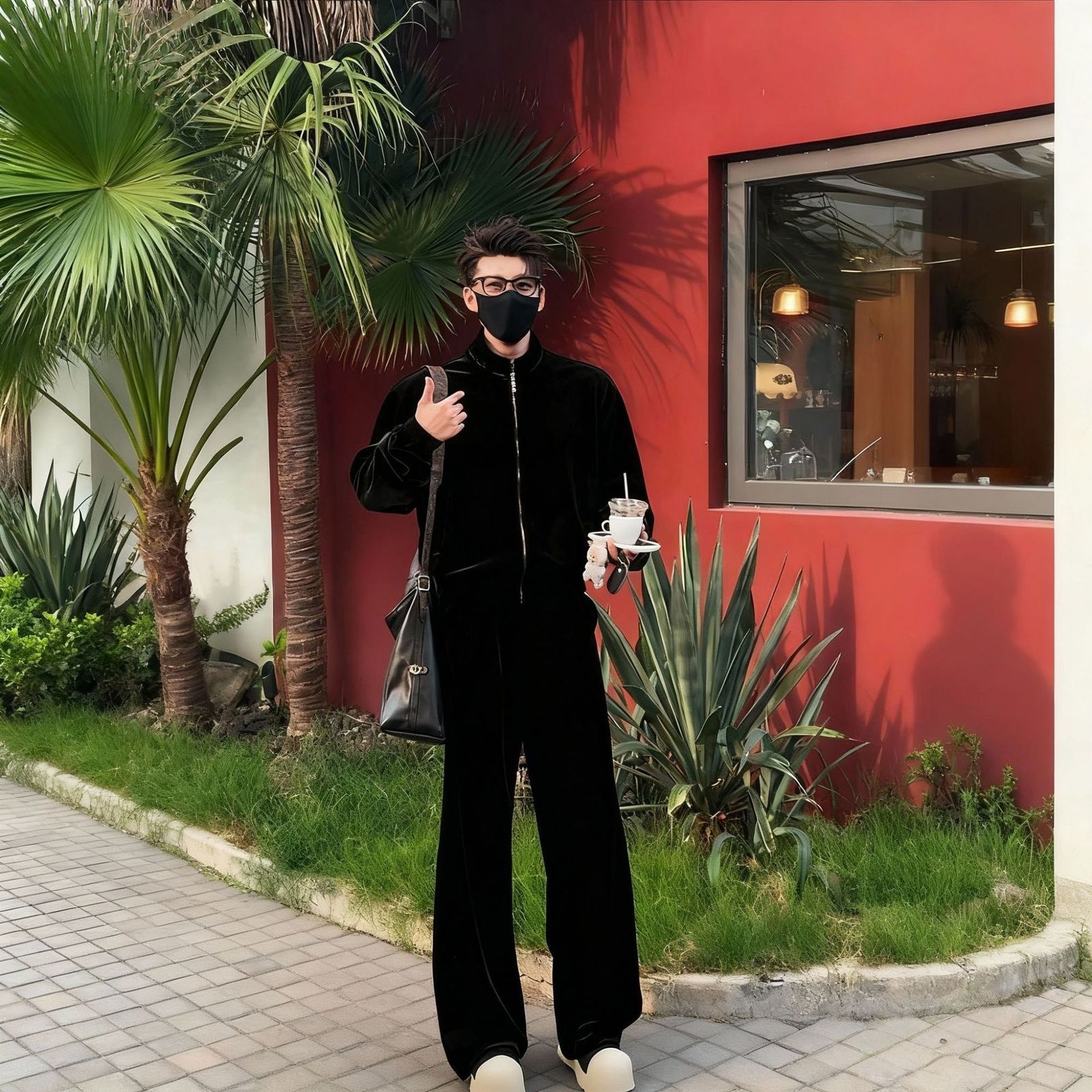 Autumn HighEnd Velvet Stand Collar Jacket Set for Men Light Simple Loose Casual Coat and Pants 241204