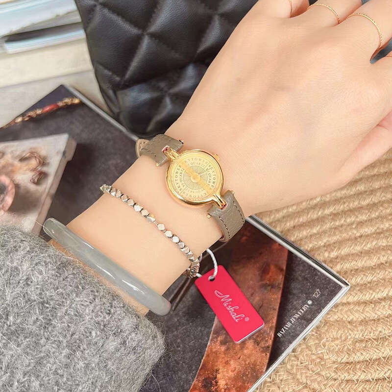 With Box Mishali Rudolph Vintage Light Luxury Niche Retro Leather Design Dainty Strap Women's Watch Trendy Fashion Free gift