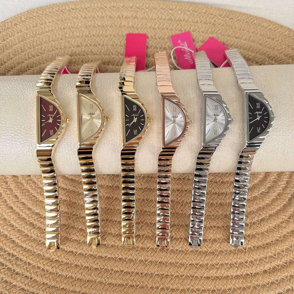 With Box New Irregular Half-Moon Steel Design Band Watch Dainty Fashion Vintagee Free gift