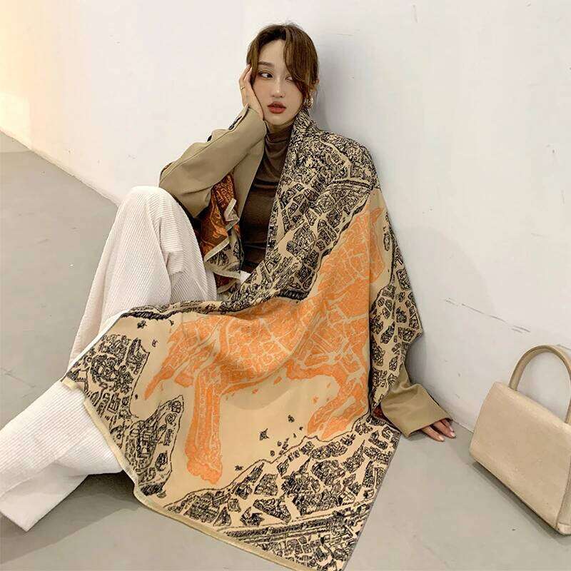 Luxury Winter Cashmere Scarf Women Design Warm Pashmina Blanket Horse Scarves Female Shawl Wraps Thick Foulard Bufanda