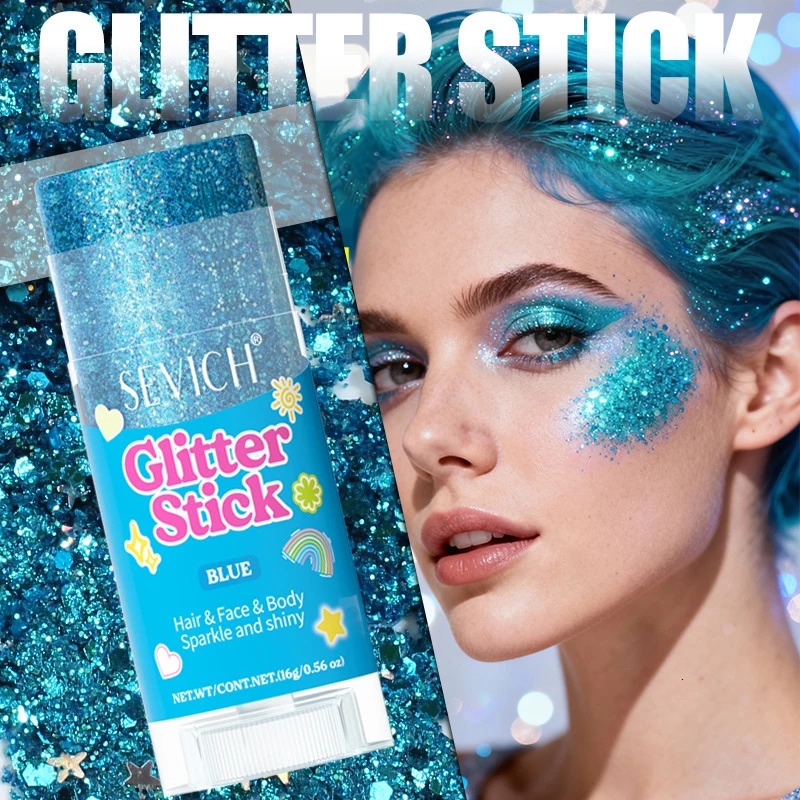 6 Colors Body Glitter Stick Waterproof Long Lasting Sequins Glitter Gel Stick Singer Music Rave Festival Party Christmas Makeup 260113