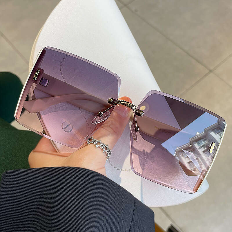 highend square rimless edged womens sunglasses internet celebrity personality fashion glasses for women