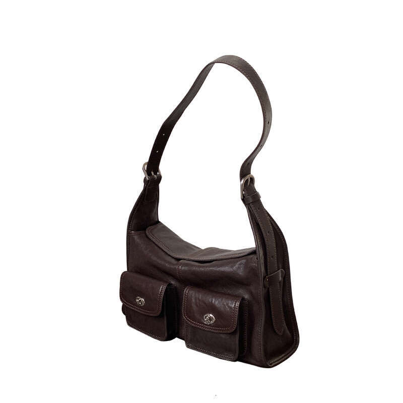 Luxury tote bag with Habo dual pockets, retro style, women's style, new plant tanned leather multifunctional leisure commuting shoulder messenger