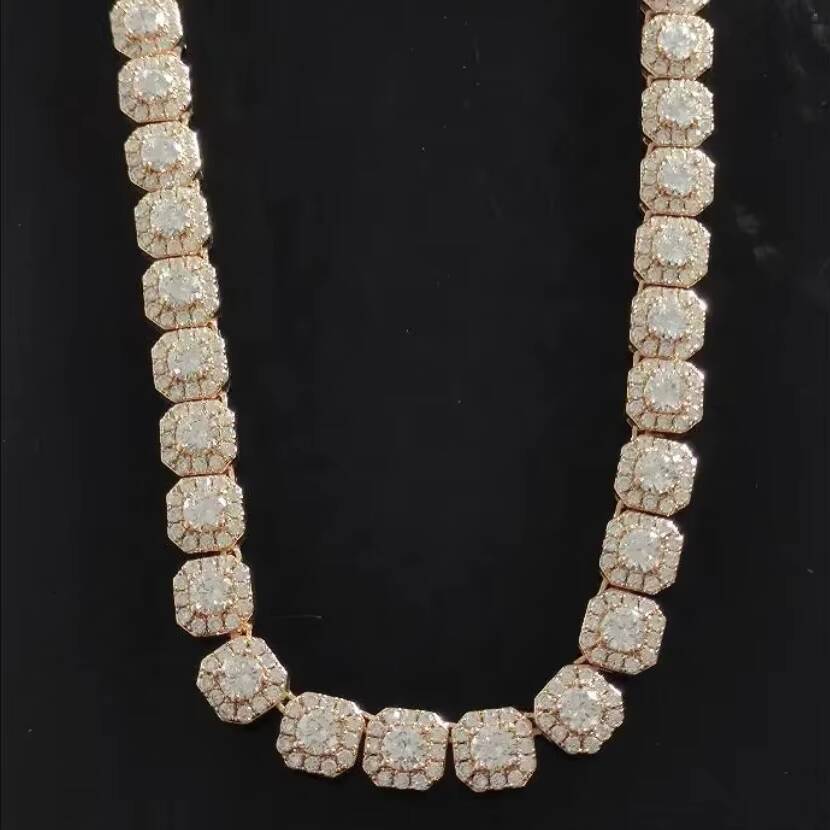 Qianjian Custom Moissanite Jewelry 925 Sterling Silver 18K Gold Plated Real VVS GRA 5MM Moissanite Tennis Chain