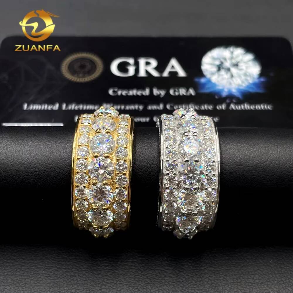 Pass Diamond Tester Drop Shipping Fine Jewelry Iced Out Men Eternity Ring Real 925 Sterling Silver Hip Hop Moissanite Ring
