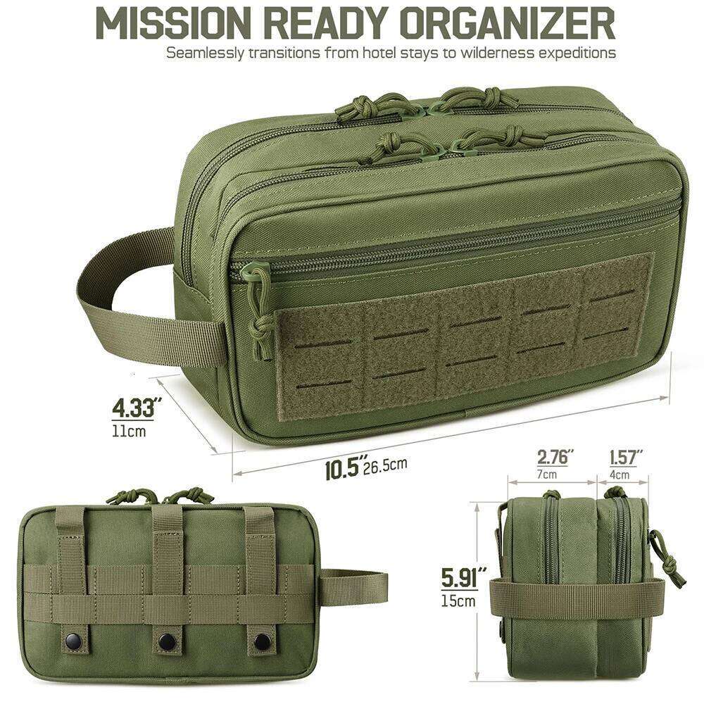 Tactical Toiletry Men - Waterproof Shower Bag with Dry/Wet Compartments MOLLE Hygiene Organizer for Travelling 26Y0122