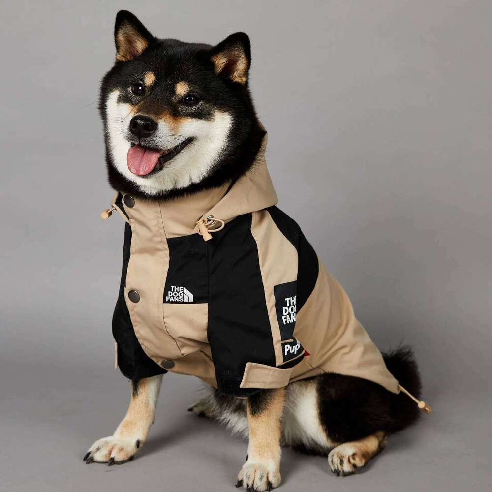 Cute Waterproof Raincoat Jackets Luxury Designer Khaki Color Pet Clothing S-4XL Large Jacket Puppy Windbreaker Dog Coats