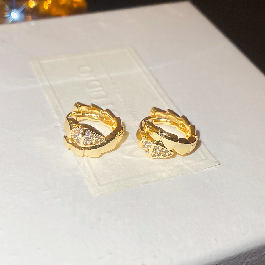 Real Gold Plated Zircon Snake Wrap French Retro Personality Fashion Design Sense Niche Earrings for Women - view 6