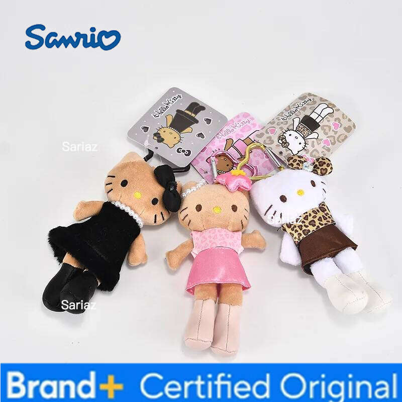 Sanrio Cartoon Hello Kitty Long-legged Leopard-print Plush Toy Kawaii Backpack Pendant Keychain Children's Holiday Gift H260105