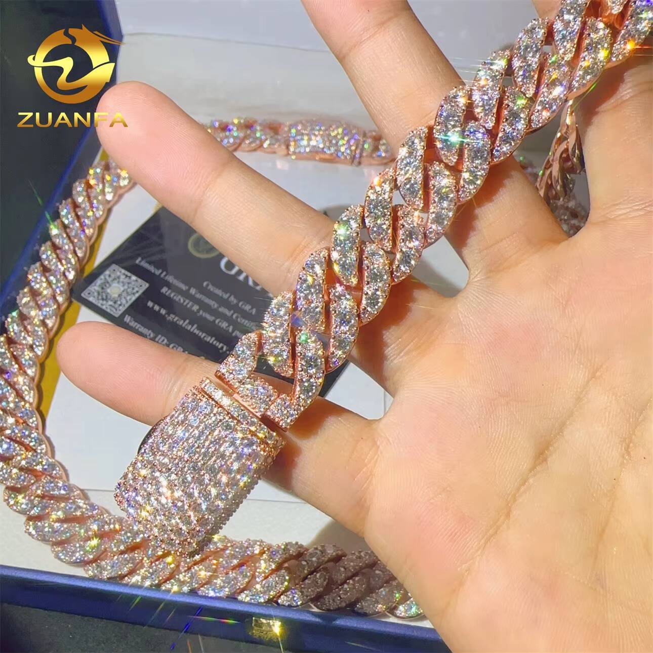 16MM VVS Moissanite Diamond VVS Jewelry Hip Hop Sterling Silver 925 Cuban Link Chain Moissanite Necklace