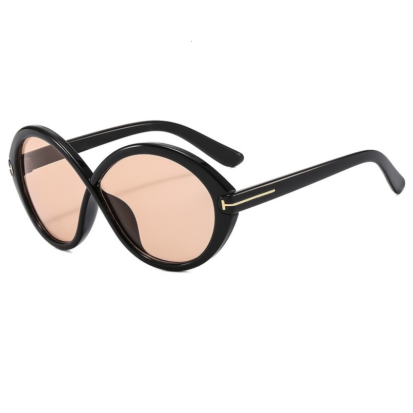Temu Cross-Border Letter T Oval Large Frame Women's Sunglasses High-End European and American INS Style Internet Celebrity Glasses Men