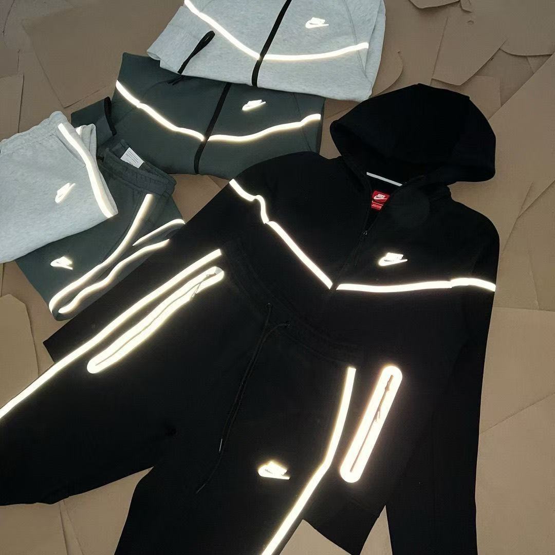 Niki Techfleece Tracksuits Designer Style Casual Clothing Men Sports Suits Full Zip Hooded Sweatshirt Loose Pants Man Black White Grey Techfleece Sports Suit