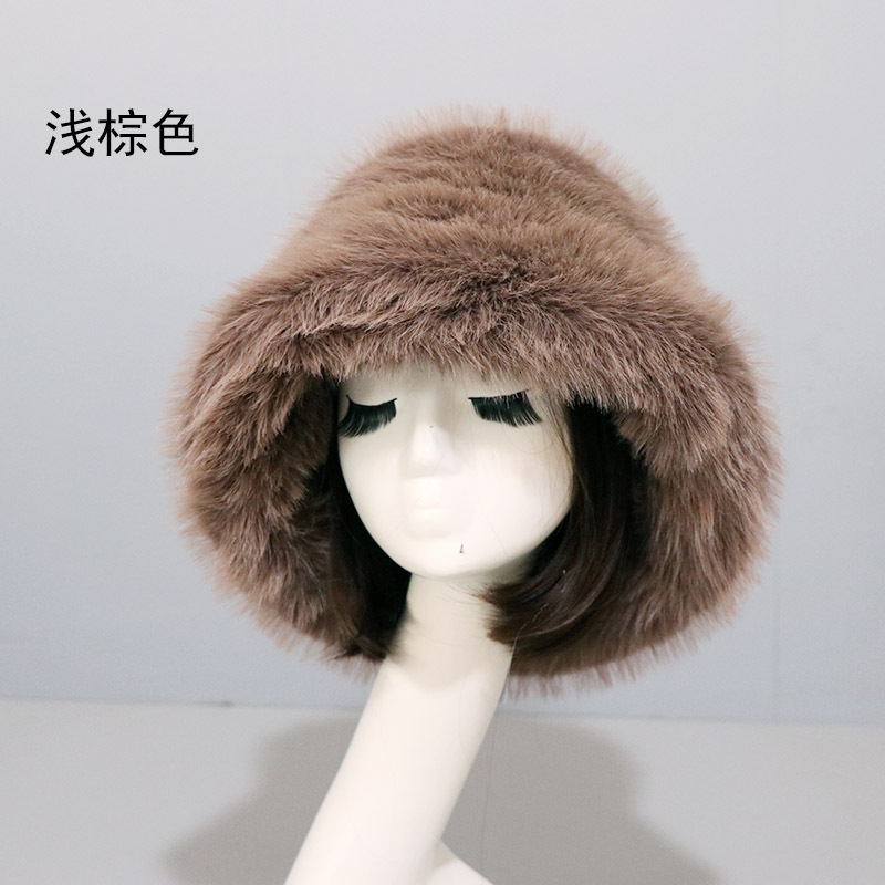 Personalized ear protection with a wide brim Fur Bucket Hat Natural Brown Color Thick Warm Winter 23A0808 241116
