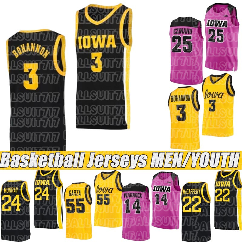 Iowa Hawkeyes Basketball Jersey #14 Stirtz #6 Banks #8 Koch #3 Manyawu #7 Folgueiras #23 Howard Basketball Jerseys