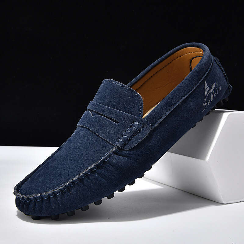 Plus Size Loafers Driving for Men and Women Couple Style Suede New Casual Breathable Leather Shoes