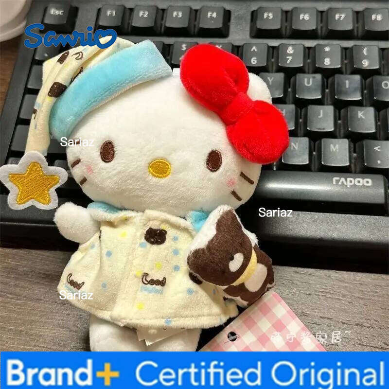 Sanrio 10cm Clothes Hug Little Bear Sleepwear Kitty Bag Cute Cartoon Kawaii Backpack Pendant Gift Doll Accessories H260105
