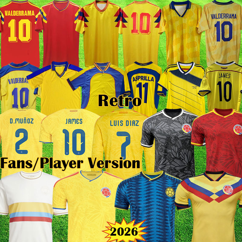 2026 World Cup Colombia Soccer Jerseys 1990 1994 Retro Kits 2024 Centenary Kit JAMES 1998 2001 Vintage 2025 CoLUmBIa collection Football Shirt Camisetas VALDERRAMA