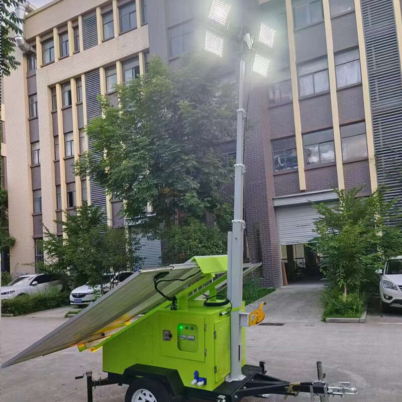 High Lumen Solar Mobile Lighting Tower with 4x1000W LED Lamps and 9M Hydraulic Telescopic Mast for Eco Friendly Off Grid Construction Sites